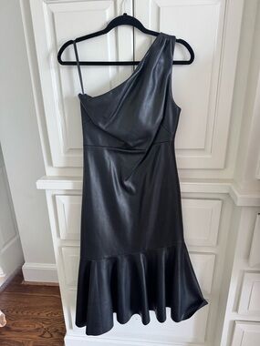 Sachin + Babi One-Shoulder Black Faux Leather Maxi Dress